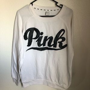 White “pink” sweatshirt with pockets